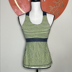 Lululemon swift tank yellow and gray striped size 10 Women's sport tank Top